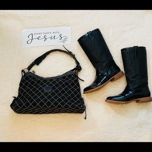 Dooney & Bourke Black and Beige Hobo Purse